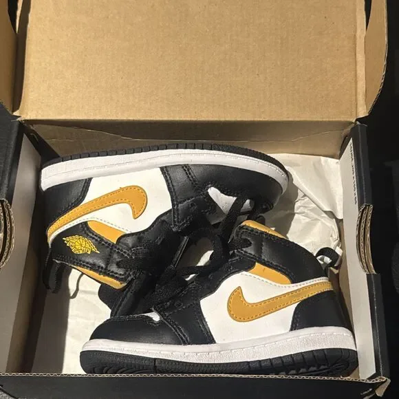 Air Jordan 1 Mid TD 'Black Gold' Size 7C 640735-177 with box - Picture 3 of 11